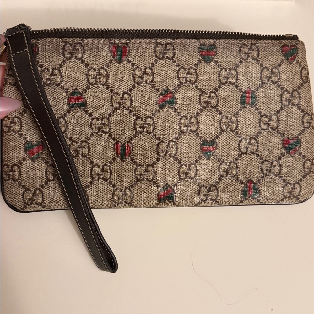 Gucci Beige and Brown Monogram Clutch